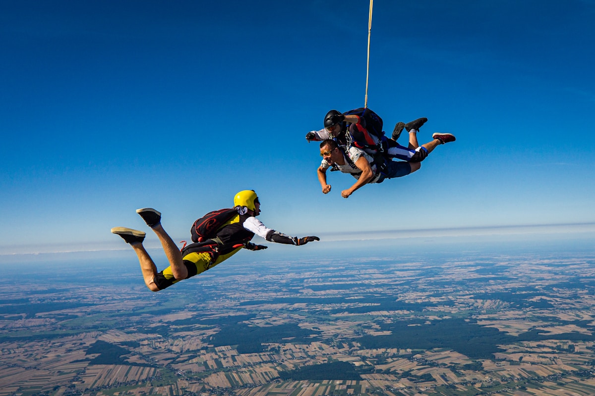 Group skydiving together — adventure activities in South Africa
