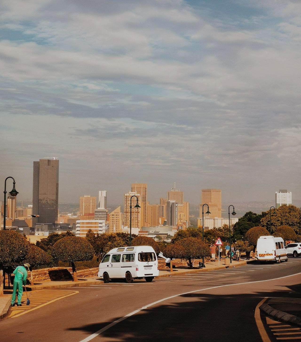 Pretoria city skyline seen from the Union Buildings grounds, South Africa