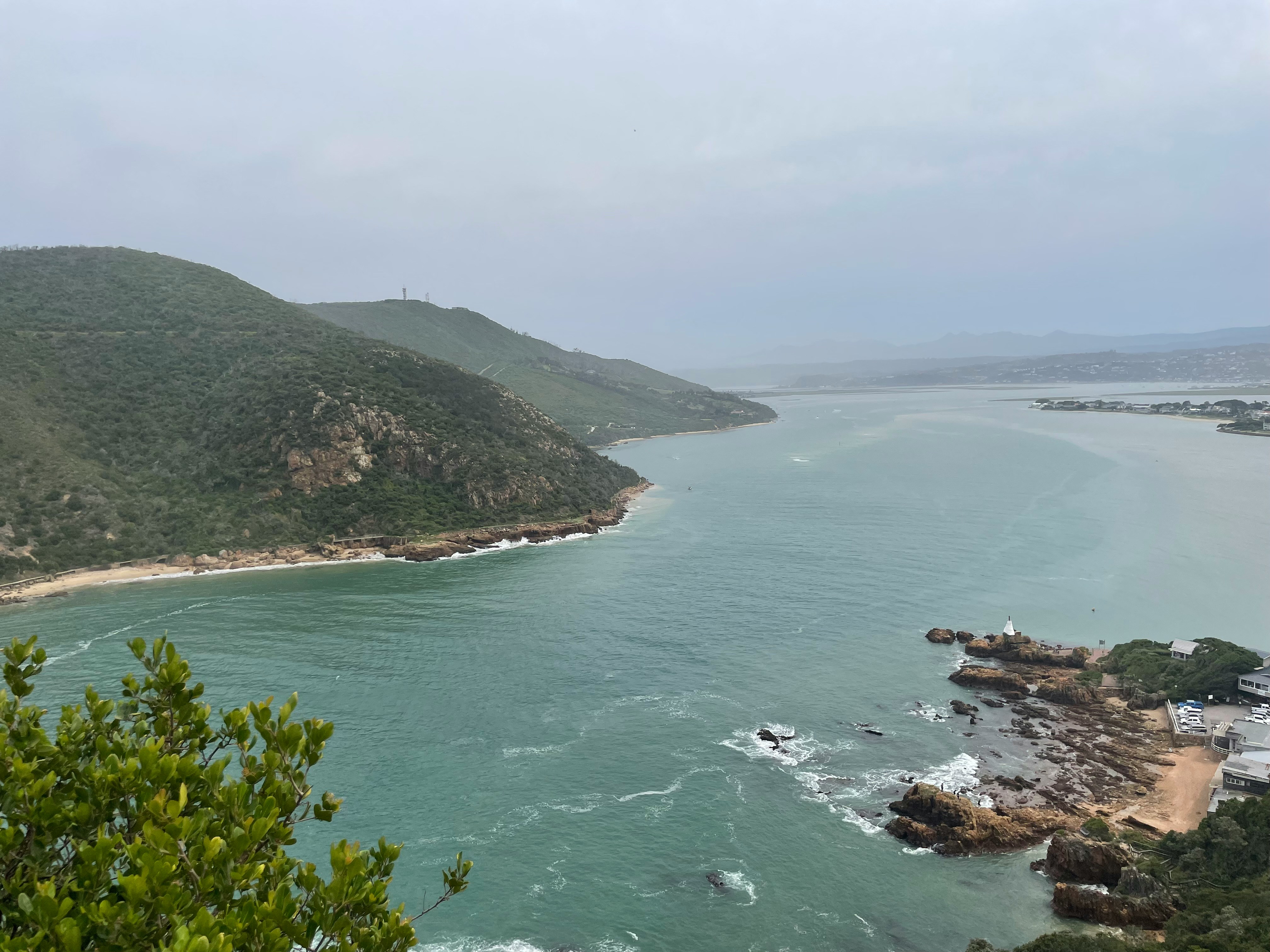Knysna Heads channel and lagoon viewed from above, Garden Route, South Africa