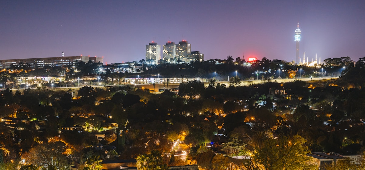The Johannesburg skyline at dusk