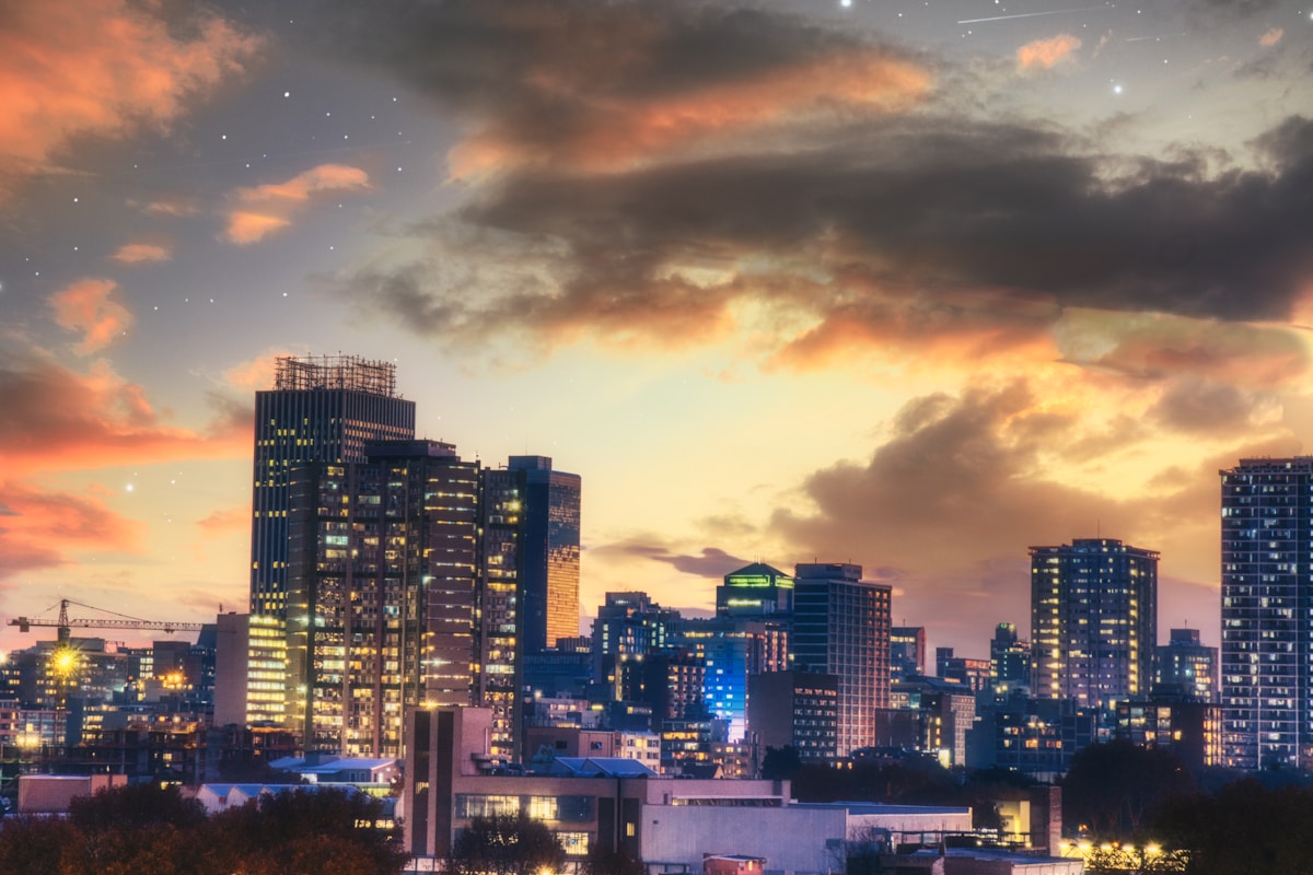 Johannesburg city centre at night